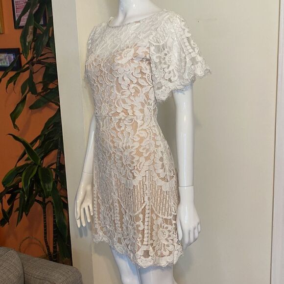 Lulus Pearson White Lace Short Sleeve Dress Size Small - Picture 8 of 16